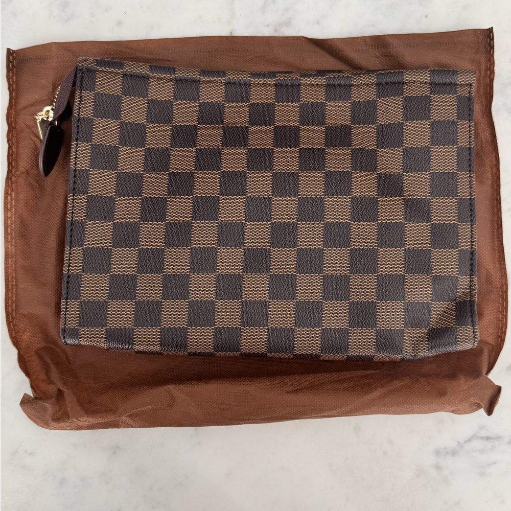 Checkered Brown Pochette Bag